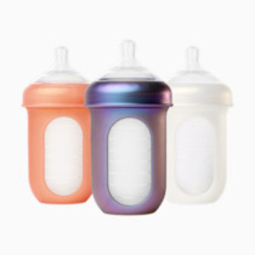 Boon NURSH Silicone Pouch Bottles - Metallic Multi Color, 8 Oz