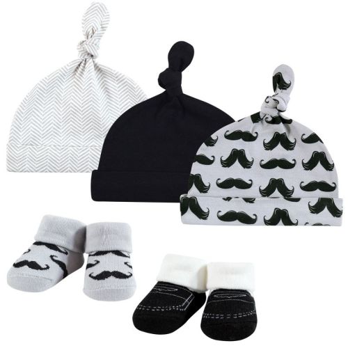 Hudson Baby Infant Boy Cap and Socks Set, Mustache, 0-9 Months