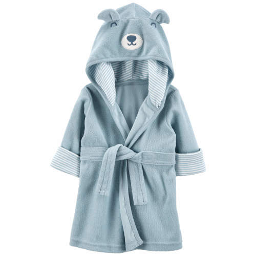 Baby Bear Hooded Terry Robe - 0-9M - Style,Blue