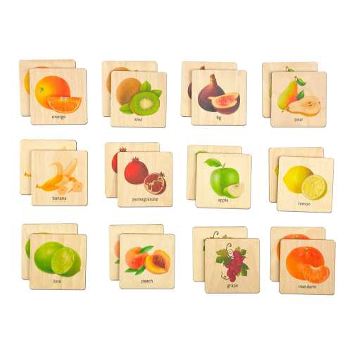 Wooden Fruits Memory Game | Montessori Fruits Matching Cards Activity for Homeschool Toddler | Gift for Kids | Toddler Gift | Niece Gift