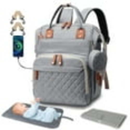 Posrue Diaper Bag Backpack, Portable Baby Bag Include Insulated Pocket, 3 In 1 Multi-Functional Travel Baby Diaper Bag with Diapers Changing Pad for Boys and Girls