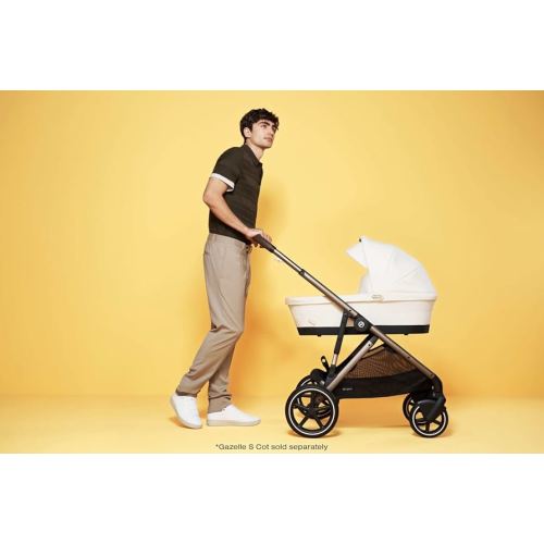 Cybex eGazelle/Gazelle S Cot Baby Bassinet - Easy-Carry Ergonomic Handle, Sun Canopy & Spacious, Cozy Interior, Compatible Gazelle S Stroller, Moon Black