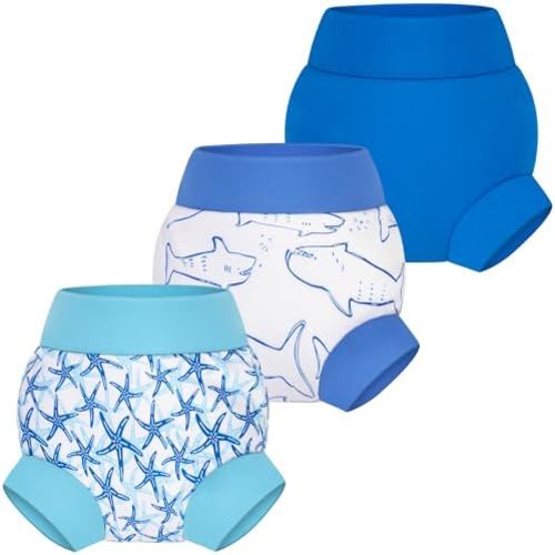 BIG ELEPHANT Baby Swim Diapers 3pcs, Reusable Adjustable Washable Waterproof Swimming Diaper for Boy's and Girl's 6Months - 5 Years