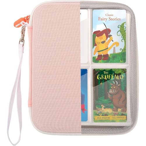 CROTIRAD Card Binder for Yoto Player Cards with 80 Pockets, Yoto Card Holder with 10 Removable Sleeves, Carrying Case for Yoto Cards with Hand Strap, Pink