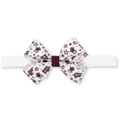 Medium Collegiate Print Headband - White - The Warehouse at C.C. Creations