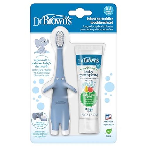 Dr. Brown's Training Toothbrush Set, Blue Elephant, 0-3 years