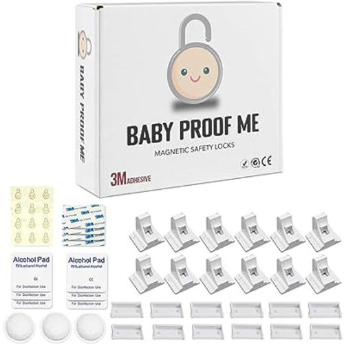 Pack of 12 Magnetic Baby Cabinet Locks for Child Safety with 3 Keys, 3M Adhesive Easy Installation, Baby Proofing Magnetic Locks for Cabinets and Drawers