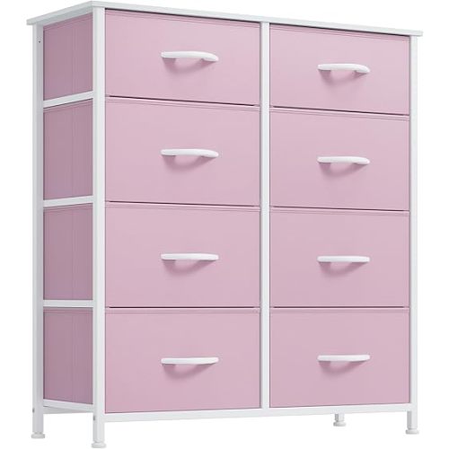 YITAHOME Double Dresser, Fabric Dresser with 8 Drawers, Chest of Drawers for Closet, Living Room, Sturdy Steel Frame, Wooden Top, Easy Pull Handle