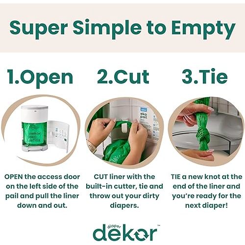 Diaper Dekor Pail Refills for Plus Original & Eko Diaper Pails, 4 Pack Unscented| Extra Thick Refills Made With 70% Recycled Materials