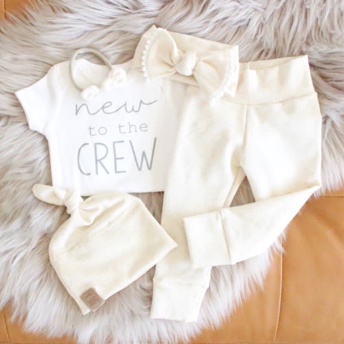 Oatmeal Gender Neutral "New to the Crew"| Shop Gender Neutral Gifts at SugarBabies!