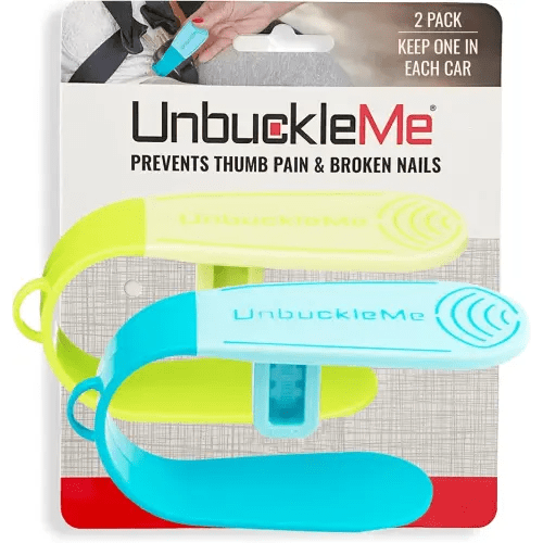 UnbuckleMe Car Seat Buckle Release Tool - Lime Green & Blue 2 Pack - Buy one for Each Car or Give One to a Friend