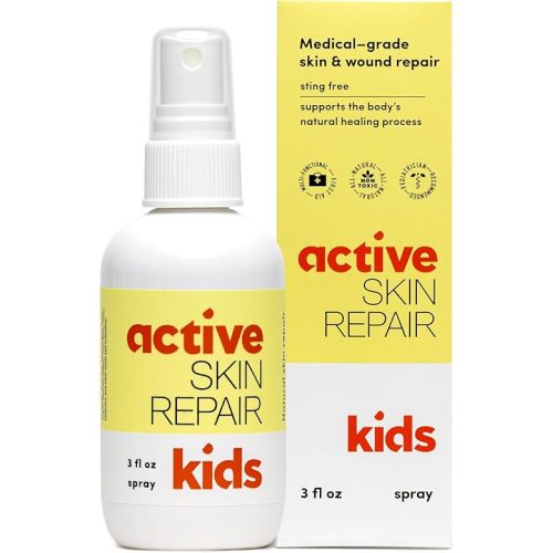 Active Skin Repair Kids First Aid Spray - Non-Toxic & Natural Antiseptic for Minor Cuts, Wounds, Scrapes, Rashes, Sunburns, and Other Irritations (3oz Spray)