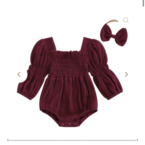 Lantern Sleeve Muslin Romper