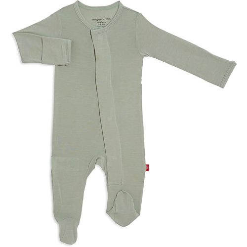 Magnetic Me Footie Pajamas Soft Modal Baby Sleepwear with Quick Magnetic Fastener | Boys and Girls Sleeper Preemie-24 Months - 3-6 Months - Sea Foam