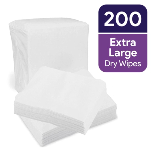 ProHeal Disposable XL Dry Wipes, 200 Pack – Ultra Soft Non-Moistened Cleansing Cloths for Adults, Incontinence, Baby Care, Makeup Removal