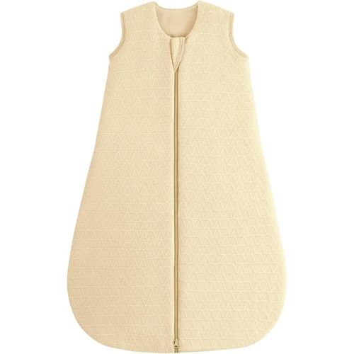 Yoofoss Baby Sleep Sack 0-6 Months, 2.0 TOG Baby Wearable Blanket with 2-Way Zipper, 100% Cotton Fabric Winter Toddler Sleeping Sack, Warm Soft Comfy Yellow(Large)