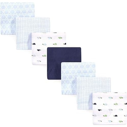 Luvable Friends Unisex Baby Cotton Flannel Receiving Blankets, Turtle 7-Pack, One Size