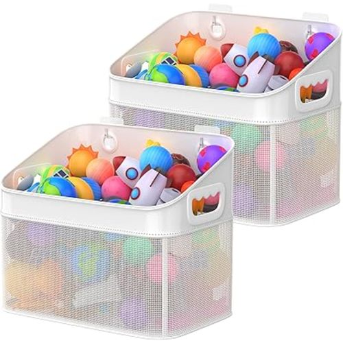 Mesh Baby Bath Toy Storage, Large Capacity and Quick Drying Baby Toy Storage for Bath, Multi-use Net Bags Make Baby Bath Toy Organizer Easy, 2 Pack