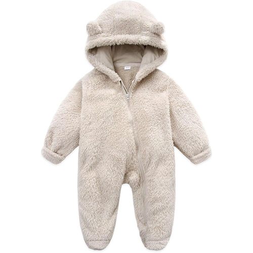 APIVOE Baby Girl Boy Romper Clothes Winter Fuzzy Long Sleeve Hooded Bodysuit Toddler Newborn Infant Zipper One Piece Jumpsuit - 01-beige➤➤lightning Deals of Today - 0-3 Months