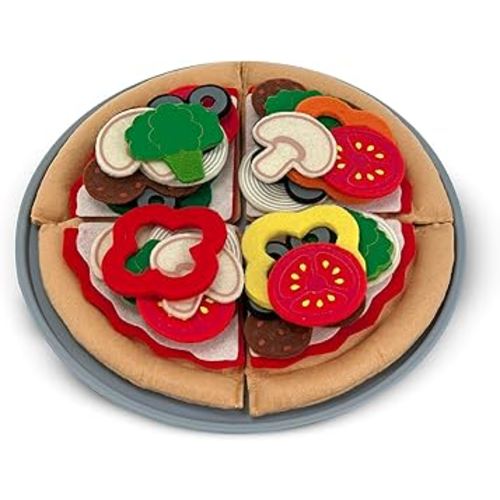 Melissa & Doug Felt Food Mix And Match Pizza Play Food Set - 42 Pieces Felt Pizza Play Set For Kids Kitchen, Pretend Toy For Toddlers And Kids Ages 2+