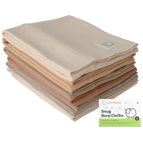 Snug Baby Cotton Burp Cloths, 20" x 12" Absorbent Cotton Burp Cloth Set for Newborn Boys and Girls, Lightweight Soft Color Feeding Essentials, Shoulder Drape and Diaper Bag Must-Have, Brown
