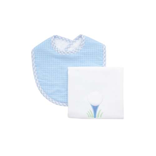 Golf Basic Bib & Burp Boxed Set, Blue