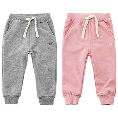 Toddler Baby Boys Girls Sweeatpants Cotton Pure Color Bear Active Jogger Pants with Drawstring 1-6T