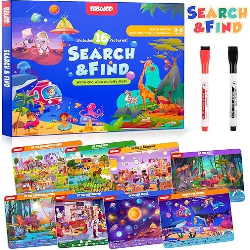 Preschool Learning Activities Search and Find Activity Books, Travel Game for Road Trip Car Airplane, Busy Book Easter Basket Stuffers Birthday Gifts for Kids Ages 3-8