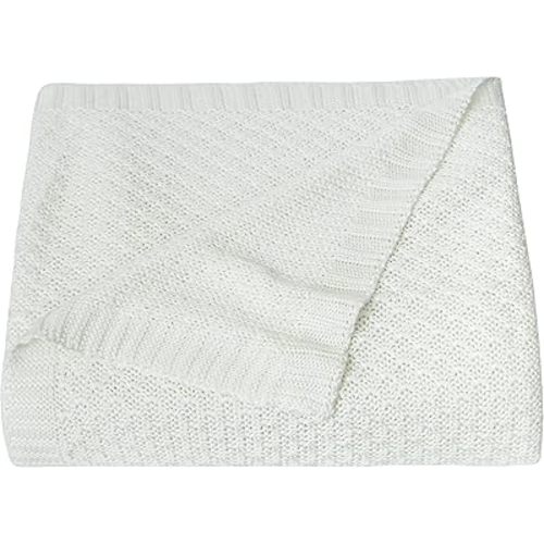 NTBAY Cable Knit Cooling Toddler Blanket, Soft and Breathable Baby Blanket 30x40 Inches Made from Rayon Derived from Bamboo for Crib, Stroller, Nursery, White