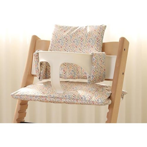 Waterproof & Compatible Stokke Tripp Trapp Cushion Set - Easy to Clean Stokke Tripp Trapp Newborn Set - 100% Cotton Stokke Tripp Trapp High Chair Cushion Set (Flower Garden / 49.5 Counts)
