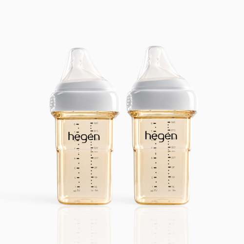 Hegen PPSU Anti-Colic Baby Bottle - 3 to 6 Months - 240ml/8oz - 2-Pack - White