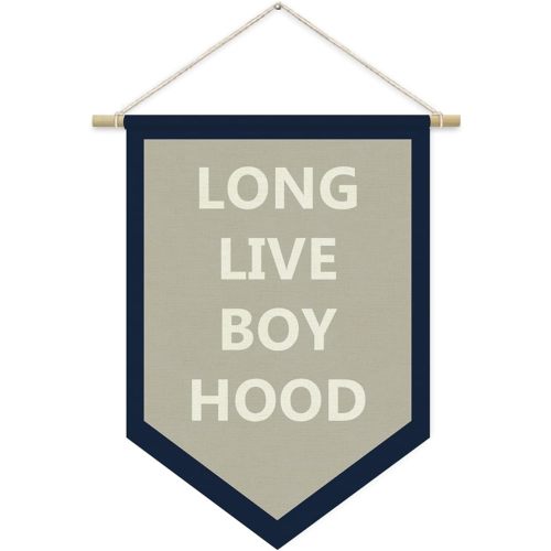 Long Live BoyHood Banner, Boy Room Decor, Boy Nursery Decor, Navy Blue Pennant Flag Wall Hanging Decor for Boys Bedroom Toddler Decorations
