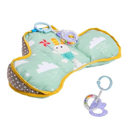 Taf Toys Baby Tummy Time Pillow | Perfect for 2-6 Months Old Babies, Enables Easier Development & Easier Parenting, Natural Developmental, Comfortable Tummy Time, Ergonomic Design, Detachable Toys - Green
