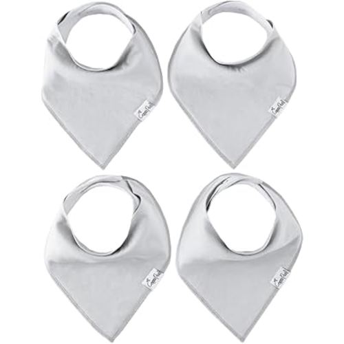 Copper Pearl 4 Pack Soft Cotton Baby Bibs for Drooling and Teething, Absorbent Drool Bibs for Baby Girl and Boy, Adjustable to Fit Newborns to Toddlers (Gray Basics)