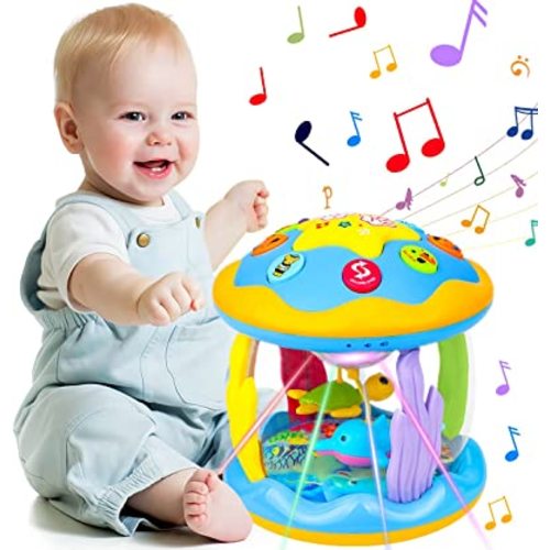 Baby Toys 6 to 12 Months - Musical Learning Infant Toys 12-18 Months - Babies Ocean Rotating Light Up Toy for Toddlers 1 2 3+ Years Old Boys Girls Baby Easter Gifts