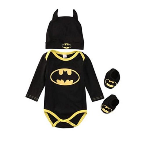 Jkerther Newborn Infant Baby Boy Batman Cotton Romper Shoes Hat Clothes Outfit Set