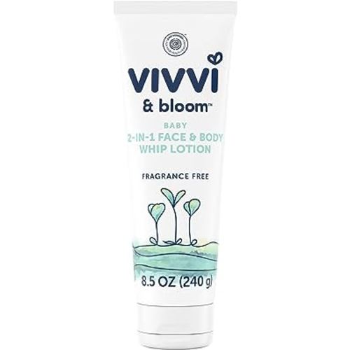 VIVVI & BLOOM 2-in-1 Baby Lotion, Face and Body, for Delicate & Sensitive Baby Skin, Hypoallergenic Lotion, Fragrance Free, 8.5 oz (Pack of 1)