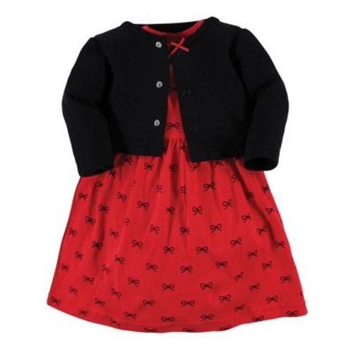 Hudson Baby Toddler And Baby Girl Quilted Cardigan And Dress, Red Black Bows, 3-6 Months