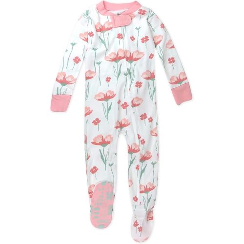 HonestBaby Non-slip Footed Pajamas One-piece Sleeper Zip-front Pjs 100% Organic Cotton for Baby Girls | 12M | Any Color/Pattern