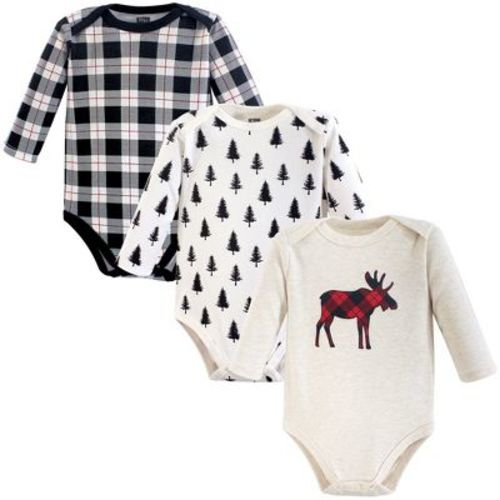 Hudson Baby Infant Boy Cotton Long-Sleeve Bodysuits 3pk, Moose, 0-3 Months