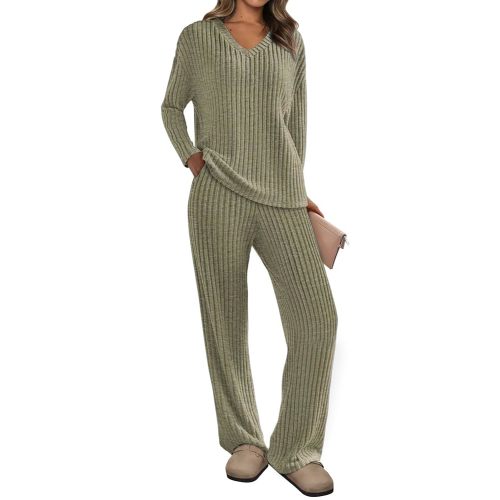 PRETTYGARDEN 2 Piece Sets for Women Fall 2025 Soft Comfy Lounge Long Sleeve Pajamas Set Knit Postpartum Pj Outfits Clothing