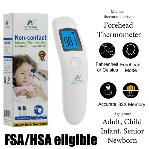 Amplim Medical Grade Non-Contact Forehead Thermometer for Adults and Kids, No-Touch Digital Baby Fever Thermometer, FSA HSA Approved