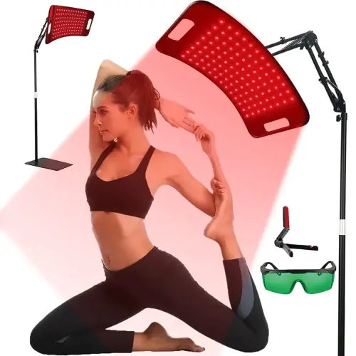 Red Light Therapy for Body,Red Light Therapy Lamp with Adjustable Holder & Desktop Stand,660nm and 850nm Infrared Light Panel Device for Facial and Full Body(130 Beads)