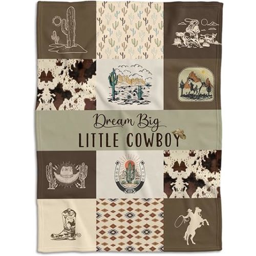 Western Blanket, Western Decor for Nursery Room, Baby Blankets for Boys Girls, Baby Cowboy Blankets 30x40 inches, Soft Warm Lightweight Nursery Bed Blanket for Newborn Toddlers