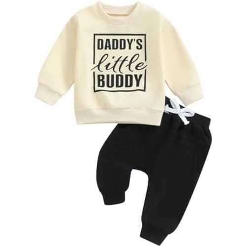Toddler Baby Boy Fall Clothes Letter Print Long Sleeve Sweatshirt Elastic Pants Cute Kids Winter Outfits