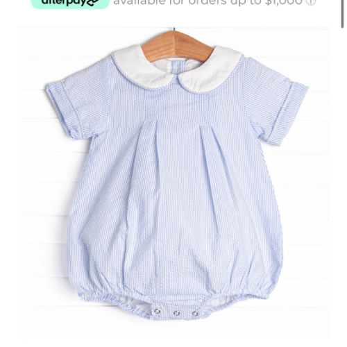 Peyton Boy Bubble, Blue Seersucker – Stitchy Fish