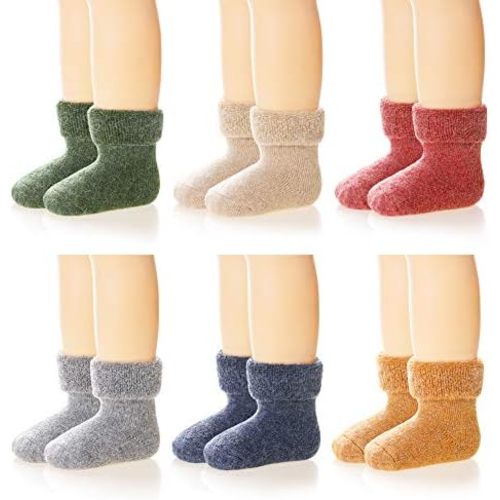 Eocom 6 Pairs Children's Winter Thick Warm Wool Socks Soft Kids Toddler Baby Girls Boy Thermal Crew Socks