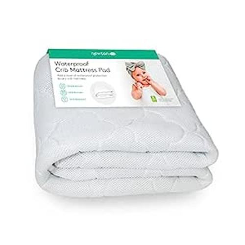Newton Baby Waterproof Crib Mattress Pad | 100% Breathable Quilted Layer for Comfort & Universal Fitted Skirt for Secure Fit | Machine Washable | Crib Mattress Protector Pad Waterproof, 1 Pack : Baby