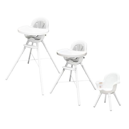 Boon GRUB Adjustable Baby High Chair - Convertible High Chair and Toddler Chair - High Chairs for Babies and Toddlers 6 Months to 6 Years - Dishwasher Safe - White - Grub Highchairs - White Highchair