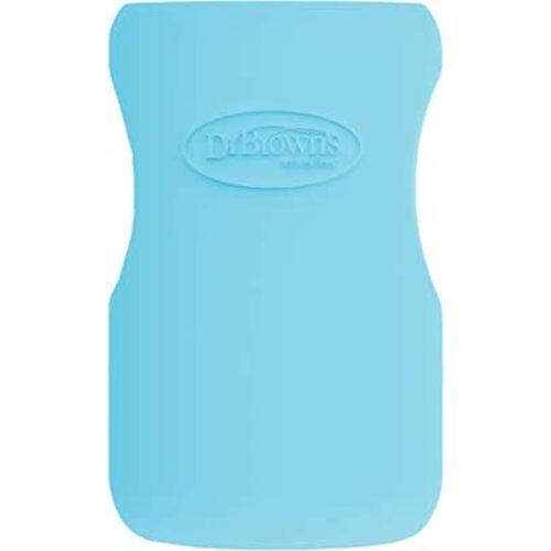 Dr. Brown's Natural Flow Options+ Glass Baby Bottle Sleeves,100% Silicone,9 oz,Wide-Neck,Blue